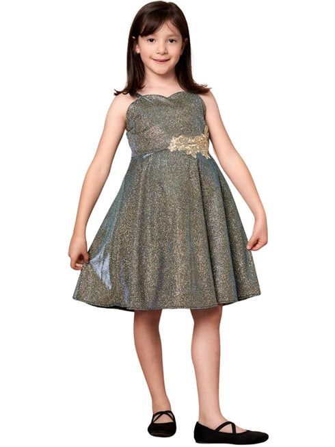 Little Girls Olive Glitter Metallic Strap Flower Girl Dress 2-6 - SophiasStyle.com